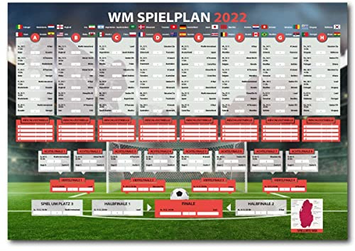 GRAVURZEILE Fußball Europameisterschaft 2024 Spielplan in Deutschland - Plakat mit Turnierplan der Fußball EM24 - XXL Poster (100 x 70 cm) für die Wand - Geschenk für Fussball Fans