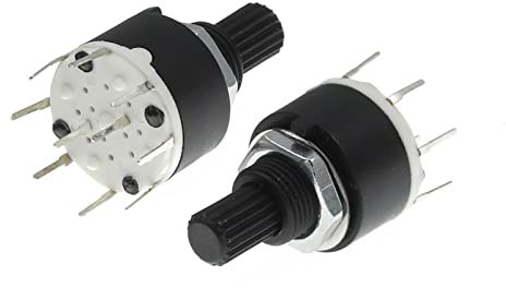 SMOKT 10 pièces SR16 Plastique 16 MM Interrupteur à Bande rotative 2 pôles 3 4 Positions 1 pôle 5 6 8 Positions poignée Longueur 15 MM (Color : 1 Pole 8)