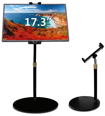 Bimo Höhenverstellbarer iPad-Ständer für Schreibtisch, tragbarer Monitorständer, verstellbarer Tablet-Halter, um 360° drehbarer Tablet-Halter für 11,9 - 43,9 cm Pro, Air, Smartphpne und Kindle