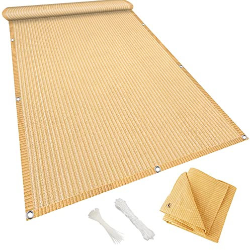 NINGBAI Pantalla para Balcón 145 x 400 cm Malla de Ocultación, Toldo Lateral Cubierta de Balcón HDPE 220 g/m² Protección UV para Balcón Piscina, Color Crema