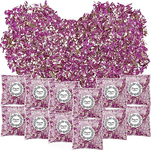 PuretéavHom 12er Pack Blütenkonfetti Hochzeit - Natürliches Streublumen, Rosenblüten Getrocknet, Blütenblätter, Biologisch Abbaubares Konfetti für Geburtstag Party DIY Deko