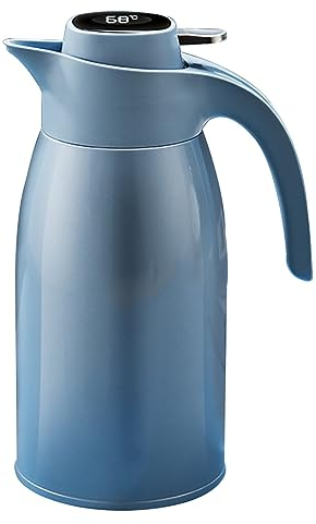 PIPOEI Caraffa Termica per caffè da 2 Litri, boccetta isolata con Coperchio per visualizzazione della Temperatura Celsius, caraffa per Acqua Calda a Doppia Parete 304 per tè, Acqua e caffè C,2L