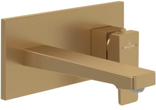 Mitigeur lavabo mural VILLEROY ET BOCH Architectura Square avec vidage Push Open Brushed Gold