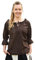 Battle-Merchant Mittelalter Bluse | LARP Bluse aus Baumwolle mit 3/4 Arm | Mittelalter Kleidung für Damen (XL, Braun)