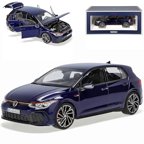 Volkwagen Golf VIII G*T*I 5 Türer Blau Metallic 8. Generation Ab 2019 1/18 Norev Modell Auto mit individiuellem Wunschkennzeichen