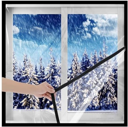 Película transparente resistente al viento y cálida en invierno,Película aislante para ventanas resistente a la intemperie con cinta adhesiva de doble cara,115x200cm