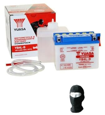 Compatible avec Peugeot Buxy RS 50 année 1994 al 1997 Batterie YUASA YB4L-B COMPLÈTE pour L'UTILISATION DE Batteries 4AH AMPÈRE 12 Volts 120X70X92MM