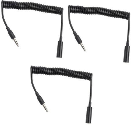 DOITOOL 3pezzi Audio Estensibile Maschio Flessibile Molla Per Cuffie e Altoparlanti Colore Nero Per Dispositivi Interfaccia