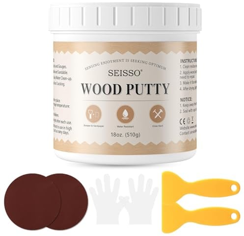SEISSO 500g Masilla para Madera Blanco, Masilla Decorativa para Madera, para Rellenar Agujeros, Grietas, Kit de Reparación de Parquet