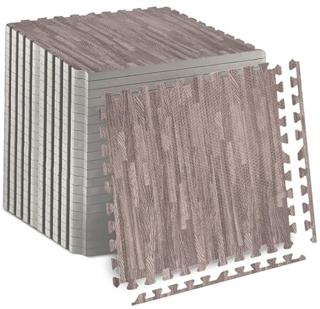 FK Sports Thick Mat Cross 600x600x12mm (Wooden, 4pcs | 16 sq.ft) Soft Cushion Non-Skid Gym Flooring mats EVA Rubber Foam, Interlocking Puzzle Floor Tiles Kids Toddlers for Home Yoga Workout