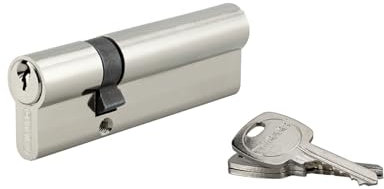 THIRARD - Cylindre de Serrure Double Entrée STD UNIKEY - Laiton Nickelé - S'entrouvrant - Mécanisme à 5 Goupilles - 30 x 70 mm - Gris - Protection Anti-Arrachement - Livré avec 3 Clés Crantées