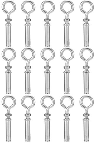 DTGN 5/16 x 4-3/16 Expansion Eye Bolts - 50Pack - Good for Concrete Dry Brick Block Walls - 304 Stainless Steel Eye Bolts Fastener - Silver