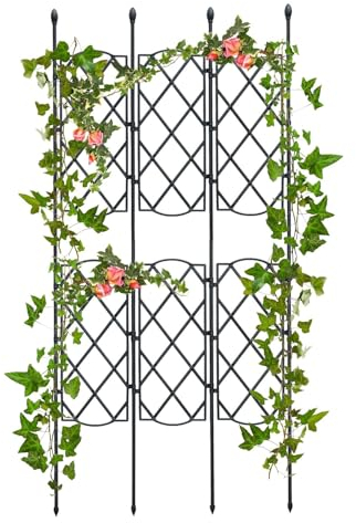Fukamou Gartengitter Für Kletterpflanzen, Outdoor-Wandpaneel Aus Metall Für Weinreben & Blumen, Metallgitter -für Kletterrosen-Gemüseblume
