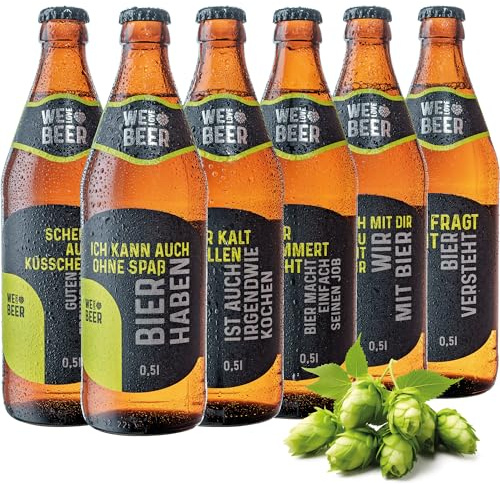 Brauerei Zwönitz - Helles Bier 6er Set lustige Sprüche-Bierflaschen 0,5 L | Vollbier hell - lustige Geschenke für Bierliebhaber - Bier Männergeschenke