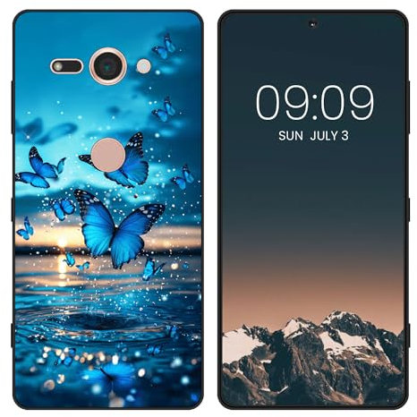 WUACYEAMING für Sony Xperia XZ2 Compact Hülle,Mode Schutzhülle Schwarz Handyhülle mit Aesthetic Muster Weich Silikon Dünn TPU Stoßfeste Kratzfest Schutzhülle Cover-Schmetterling