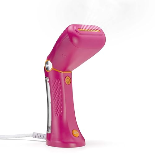 Conair GSC24PKE Plancha de vapor vertical Power Steam, Compacta y ligera, Ideal para viajar, Elimina el 99,9% de las bacterías, Calentamiento rápido, Potencia de 1100 W, Color Rosa