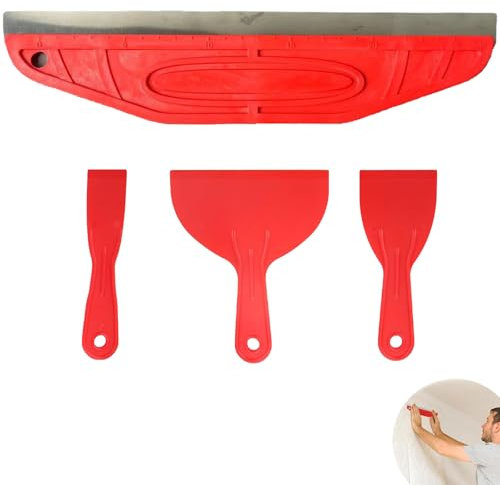 4-Piece Set Paint Guard, Cutting in Tools for Painting, Paint Trim Guard Wallpaper Scraper Paint Shield for Decorating Tools, Protecting Carpets Against Paint Splashes (Red 1 Big and 3 Small)