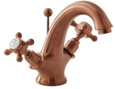 Milano Elizabeth - Traditional Mono Basin Mixer Tap with Crosshead Handles - Brushed Bronze