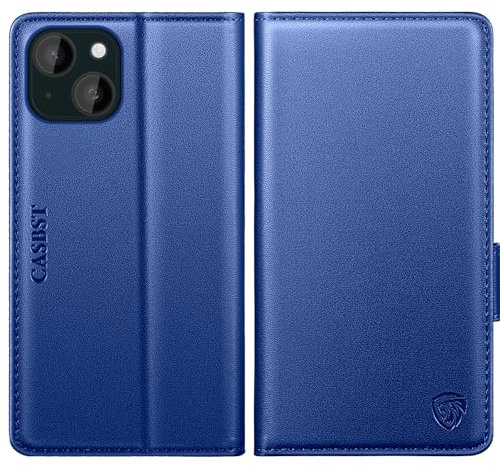 CASBST for iPhone 14 Case, Kickstand Flip Leather Wallet Book Case with Card Slots Shockproof Magnetic Closure Protective Phone Case Cover Compatible with iPhone 14 - Royal Blue