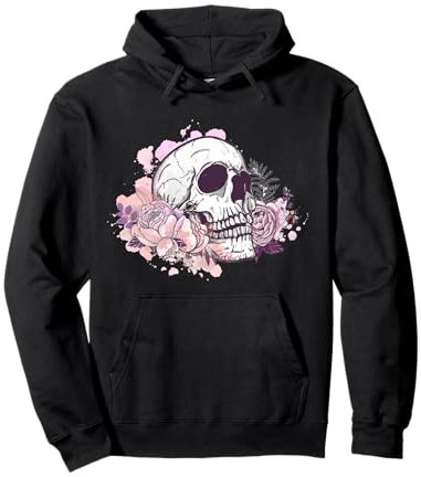 T-shirt tête de mort avec fleurs et roses pour femmes, filles, hommes Sweat à Capuche