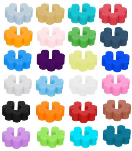 EYVRPAU 24 marcadores de cristal de silicona para copas de vino, copas de champán, copas de cóctel, vasos de bebida