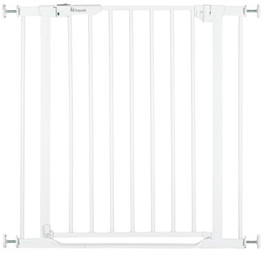 hauck Clear Step Autoclose 2, Bianco - Cancelletto per Bambini Cani Senza Estensione, Larghezza Regolabile da 75 a 80 cm, Alto 77 cm, Chiusura Automatica, Base Piatta, Apertura a 2 Sensi con una Mano