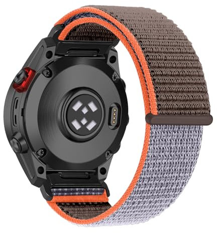 RanBluu QuickFit 22 mm Nylon Armband für Garmin Fenix 8 Pro 47mm/Quatix 8/Forerunner 970/Tactix 8/Descent G2/fēnix 8, Klettverschluss Ersatzarmband, Sport Loop Armbänder für Garmin Epix 2, Orange&Grau