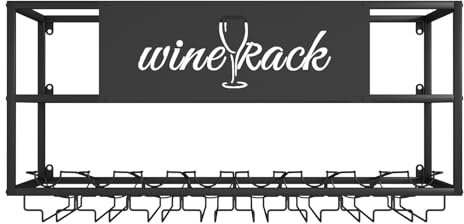 TATITZRO Portabottiglie Moderno da Parete con portabicchieri, mensola in Metallo, mensola per Esposizione Bottiglie di liquore, mensole galleggianti in Ferro per Vino, portabottiglie, per c