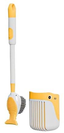 kesurpae Brosse de Toilette en Silicone avec réservoir de Remplissage de Liquide pour Une Solution de Nettoyage Facile, Brosse de Toilette en ABS et Ensemble de Supports, de Toilette, Jaune