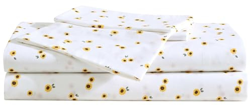 Eddie Bauer - Sheet Set, Cotton Percale Bedding with Matching Pillowcase, Crisp & Breathable, 200-Thread Count, Classic Comfort Essentials (Sunflower Yellow, Twin)