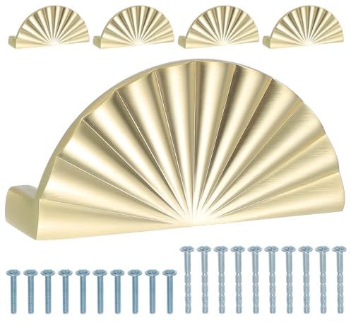 PATIKIL 3 (76mm) Drawer Cup Pulls, 5 Pack Solid Brass Flat Drawer Handles Knobs Furniture Handle for Kitchen Dresser Hardware, Bronze