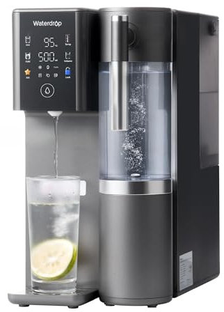 Waterdrop WD-A2 Countertop Reverse Osmosis System, 𝐇𝐨𝐭 𝐚𝐧𝐝 𝐂𝐨𝐥𝐝 RO System, Portable Pure Water Tank, Bottleless Water Cooler, 6 Temperature Settings, Hot Cold Room Water, 3:1 Pure to Drain