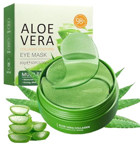 60Pcs Augenpads,Kollagen Augenpads gegen Augenringe mit Aloe Vera,Hyaluronsäure-Augenpflaster gegen Augenringe,Augenringe Entfernen, Falten,Tränensäcke,Puffiness
