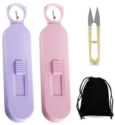 TZQFROCE 2 Stück Nahttrenner mit Lupe Saumtrenner Seam Ripper Set 2 in 1 Fadenentferner Einfädelhilfe für Nähmaschinen Nadel Einfädelhilfe für Nähen Basteln Nähzubehör