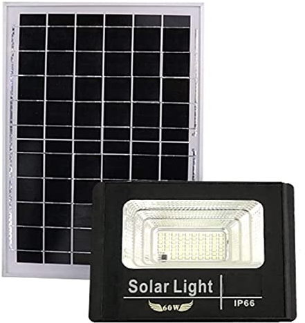 Luce da Cortile a LED, faretti solari con Telecomando, Pannelli solari Impermeabili IP66 per Esterni, Cavo di prolunga da 5 m, luci stradali per Giardino, capannone, cartelloni pubblicitari, pati
