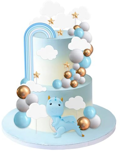 JeVenis Blauer Drachen Cupcake Topper Magischer Drache Tortendekoration | Blauer Drachen Cupcake Topper Magischer Drache Tortendekoration Fantasy Party Zubehör für Geburtstag Party Zubehör