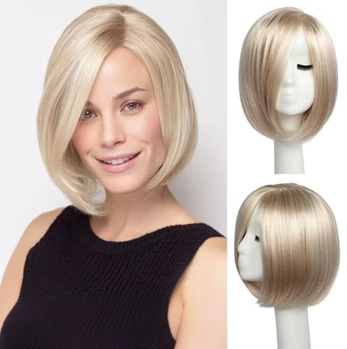 Essiontech Kurze Bob-Perücke in Blond (Ombré) – Vollperücke aus Synthetik-Haar, Harajuku-Stil für Cosplay-Partys, inklusive Haarnetz
