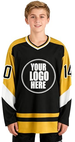 Maillot de Hockey personnalisé à Manches Longues, Style Sportif pour Toute la Famille,Personnalisation avec numéro, nom et d'équipe Jersey adapté aux Hommes, Femmes et Adolescents Maillots de Hockey