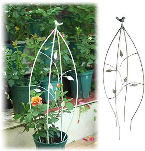 Gartenspalier, drehbares Gartenspalier aus Metall, Gartenobelisk, Eisenkunst, Pflanzenkletterhilfe, Gitter, antike Handwerkskunst, für Hinterhof/Terrasse/Blumentopf/Rasen, dekoratives Blumen