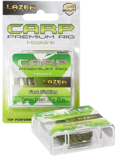 LAZER LINE 8-Fach Geflochten Angelschnur 20m Test: 11,3 kg - Fast Sinking | Geflochtene Schnur - Vorfachschnur für Karpfenangeln - Karpfen Vorfach - Angelsehne - Braided Fishing Line – Angelschnüre