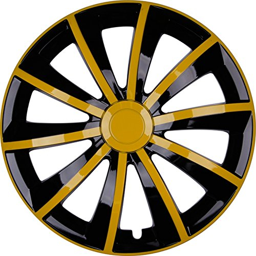 PREMIUM Radkappen Radzierblenden Radblenden 'Modell: Gral' 4er Set, Farbe: Gelb-Schwarz, Felgendurchmesser:15 Zoll