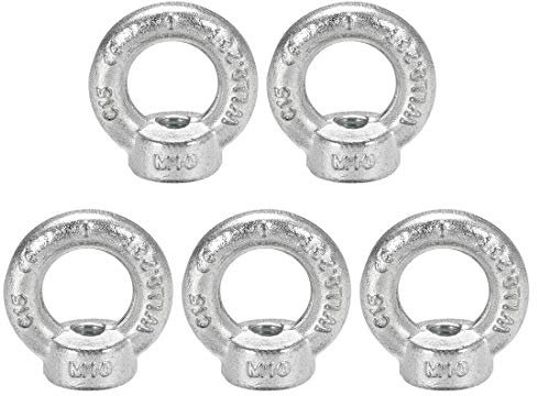 sourcingmap Lifting Eye Nut M10 Female Thread C15 Carbon Steel Round Shape for Rope Fitting Pack of 5