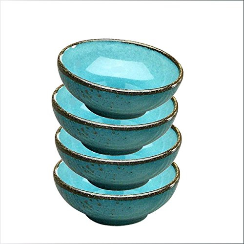 Sojaschale 4er Set |Schälchen | Dipschale NATURE COLLECTION | Steinzeug | WATER - Blau | Ø 8 cm