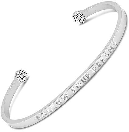 SIMPLE PLEDGE | Follow your Dreams Armreif | Armband Damen mit Gravur in Silber, Gold, Roségold | Perfekt als Schmuck Geschenk | Blindgravur