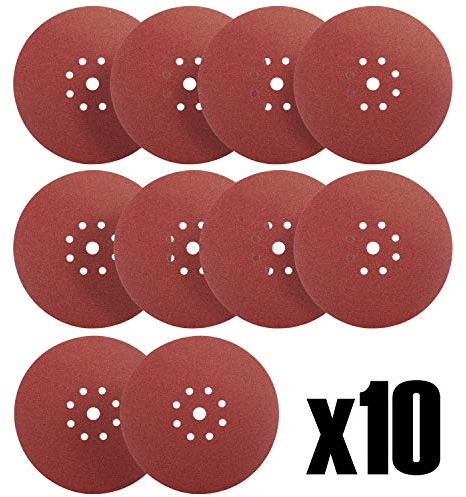 S&R Disque de Ponçage Papier Abrasif fonctionnant avec Velcro Ø 225 mm. Jeu de 10 Disques - Grain 120 pour Ponceuse Girafe