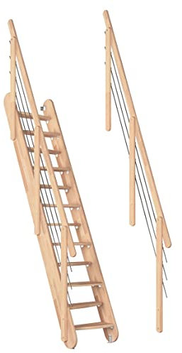 DOLLE Raumspartreppe Bern Höhe 285 cm Buche Leimholz (lackiert) inkl. inkl. zweiseitigem Geländer