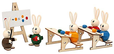 Deko-Geschenke-Shop Hasenschule Osterhasen 5 teilig mit Lehrer Oster Hasen Kugelhasen Ostern 25160