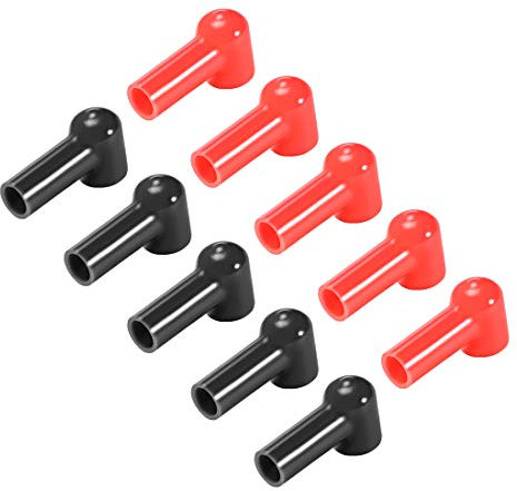 sourcing map Batteriepol isoliert Gummi Schutzabdeckungen Rot Schwarz 10 mm x 14 mm, 5 Paare