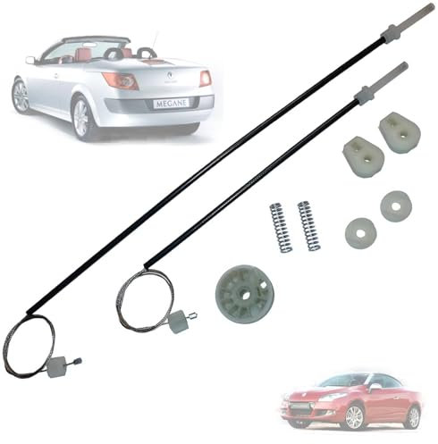 Twowinds - Kit Elevalunas 8201010933 Compatible con Renault Megane 2 Coupe Cabriolet (2002-2009) - Puerta Trasera Izquierda (Lado conductor trasero) - Regulador Ventana (lote de 9 piezas)