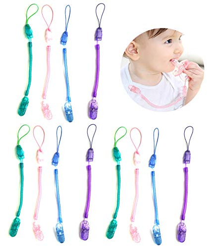 ANDERK 12 Stück Schnullerband Schnullerketten Nuckelketten mit Clip für Schnur Lätzchen Dreieckstuch, Unisex